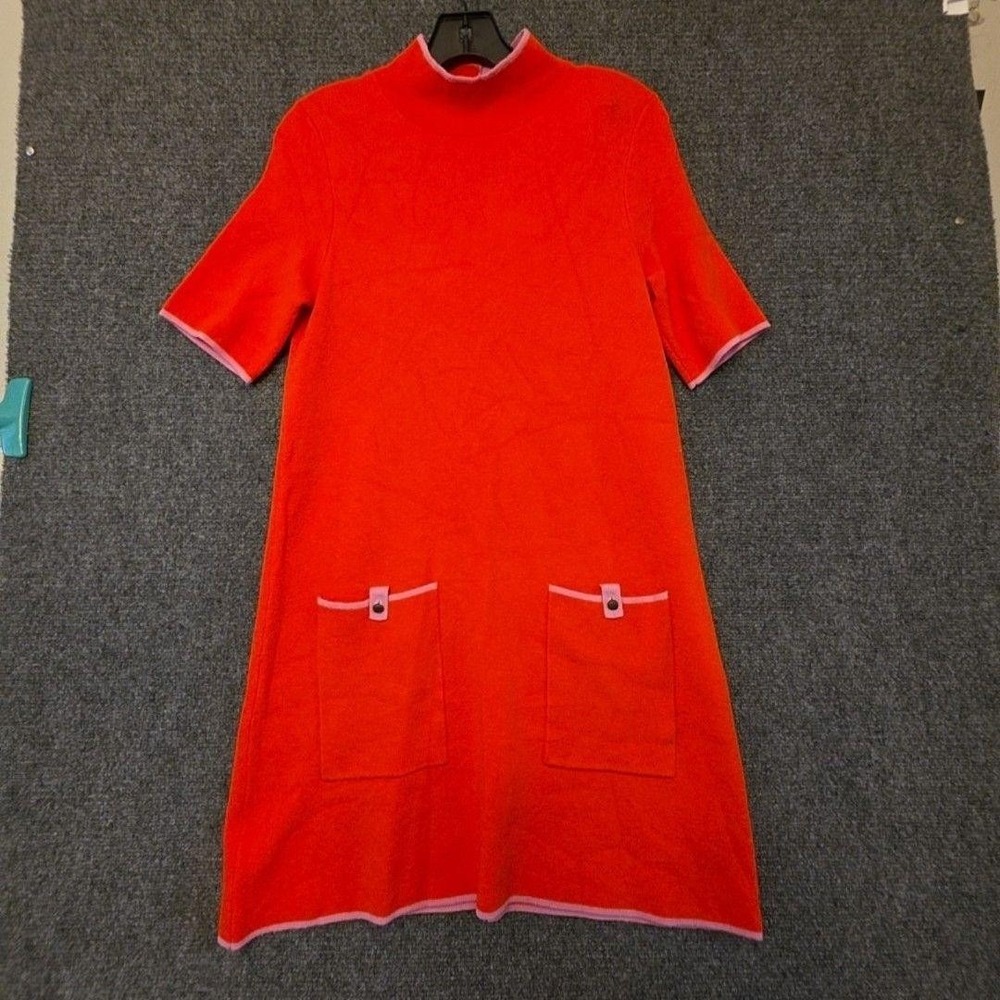 Anthropologie Maeve Dress Womens S Red Mock Neck Short Sleeve Sweater Shift Knit
